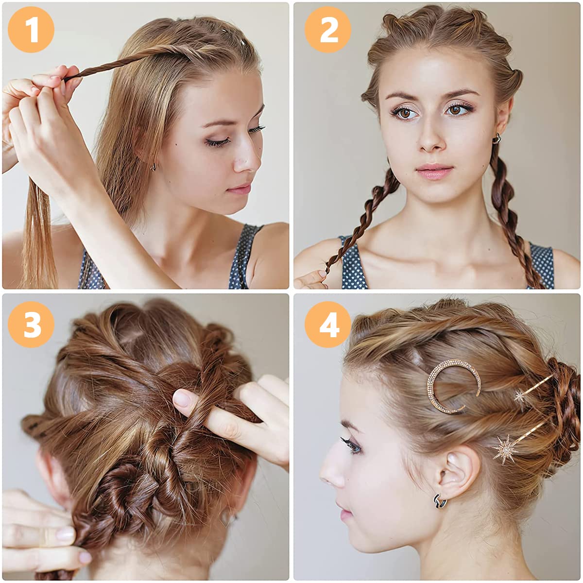 SANNIDHI 3 Pcs Star Moon Hair Clips for Women Stylish Latest Hair Pin for Girls, Alloy Rhinestone Korean Clips for Hair Accessories Bobby Pins Side Grips Hairpin SANNIDHI 3 Pcs Star Moon Hair Clips for Women Stylish Latest Hair Pin for Girls, Alloy Rhinestone Korean Clips for Hair Accessories Bobby Pins Side Grips Hairpin